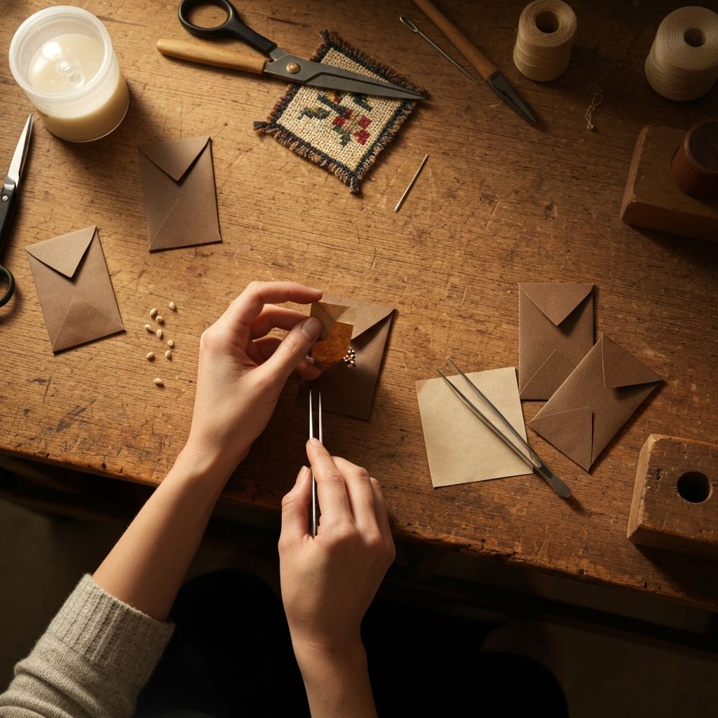 Hand packaging seeds with care at SeedFolk